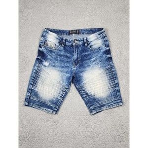 Southpole Mens Size 30 Slim Fit Jean Bermuda Shorts Stretch Acid Wash A0049 moto
